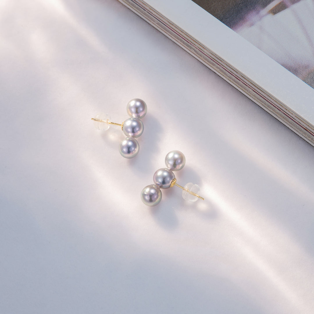 18K Silver Blue Akoya Pearl Earrings KE00136 - PEARLY LUSTRE