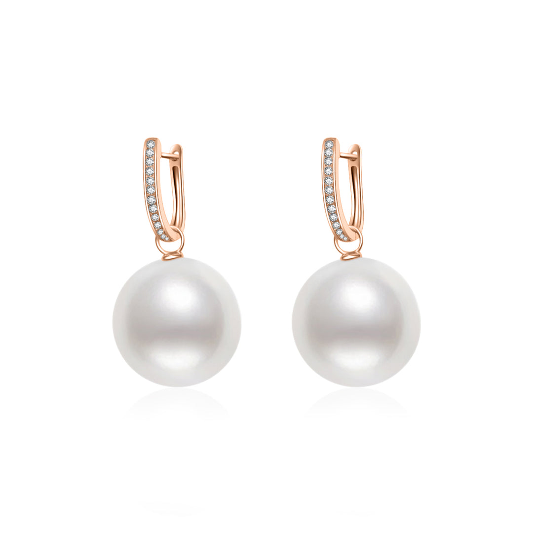 18K Solid Gold Edison Pearl Earrings KE00148 | Elegant - PEARLY LUSTRE