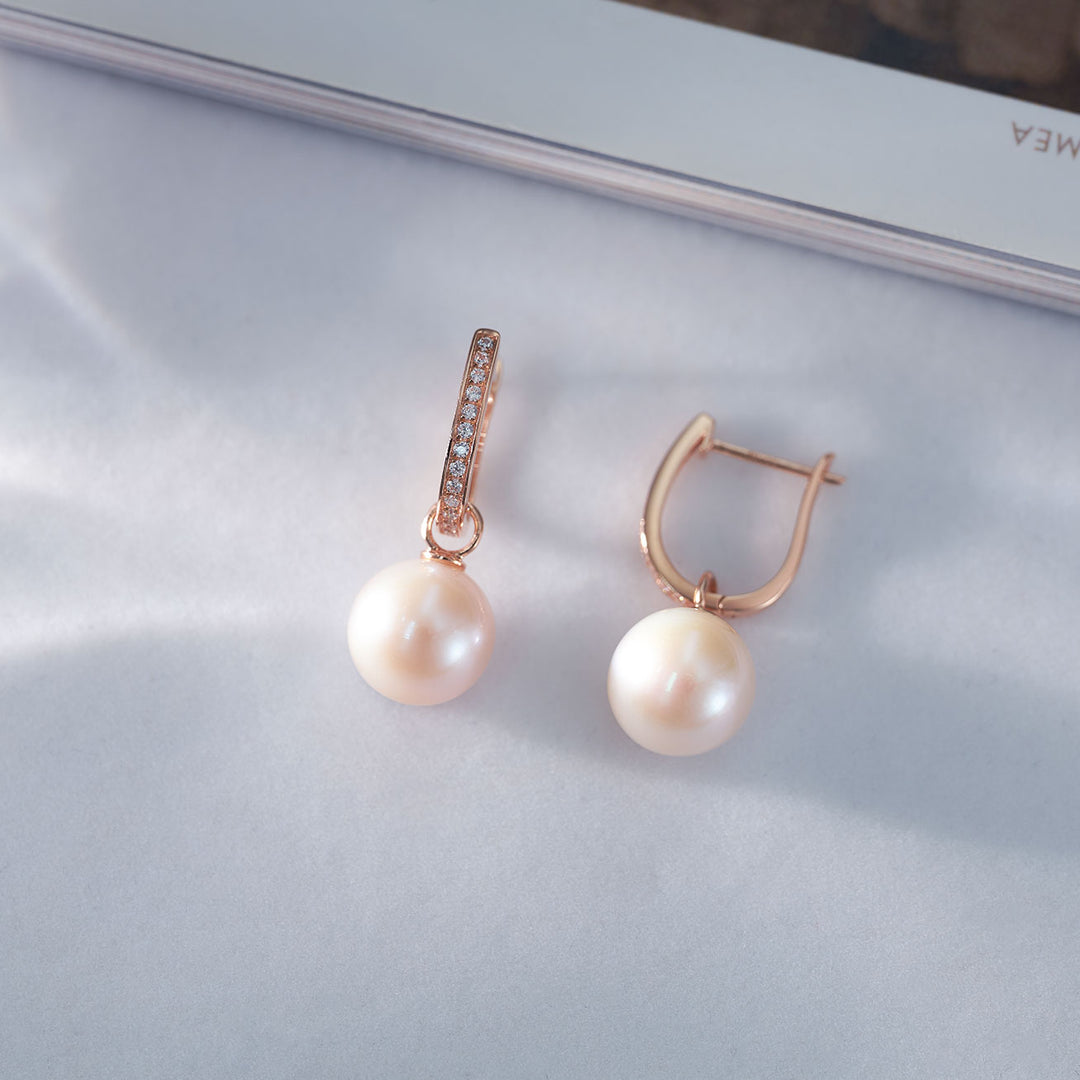 18K Solid Gold Edison Pearl Earrings KE00148 | Elegant - PEARLY LUSTRE