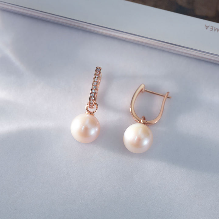 18K Solid Gold Edison Pearl Earrings KE00148 | Elegant - PEARLY LUSTRE