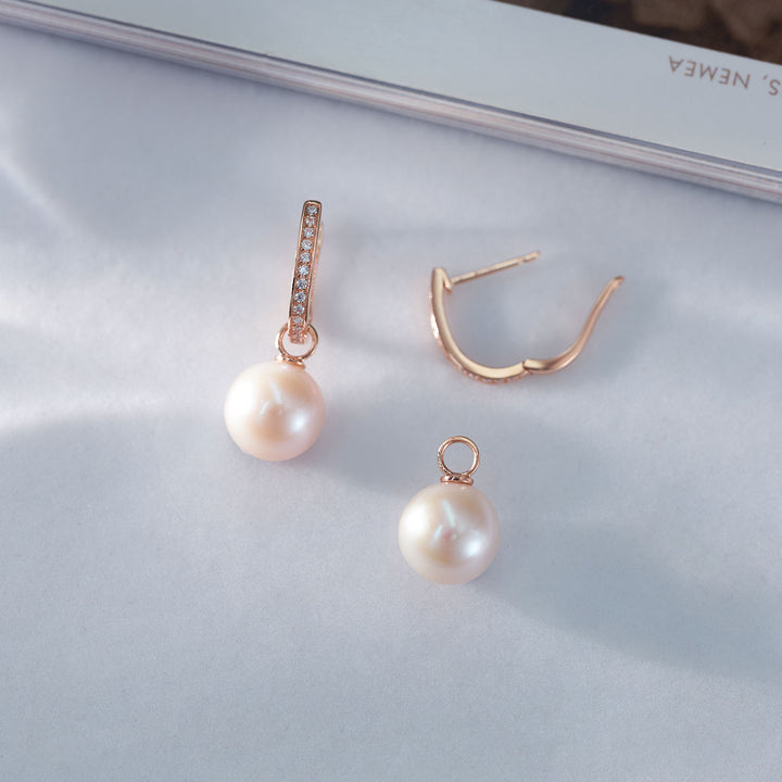 18K Solid Gold Edison Pearl Earrings KE00148 | Elegant - PEARLY LUSTRE