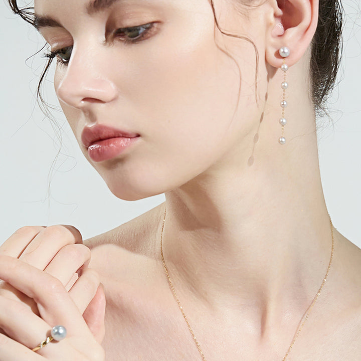 18K Gold Silver Blue Akoya Pearl Earrings KE00157 - PEARLY LUSTRE