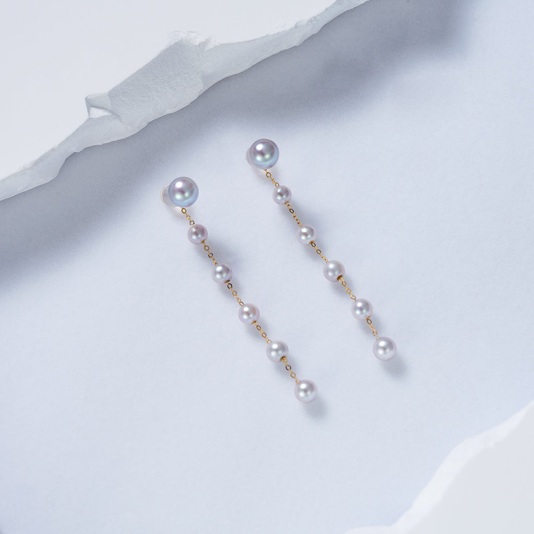 18K Gold Silver Blue Akoya Pearl Earrings KE00157 - PEARLY LUSTRE