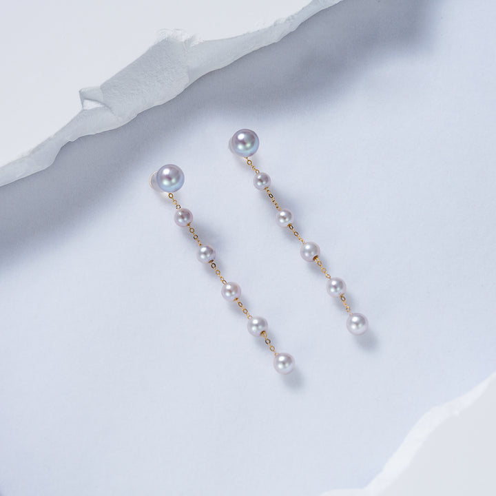 18K Gold Silver Blue Akoya Pearl Earrings KE00157 - PEARLY LUSTRE