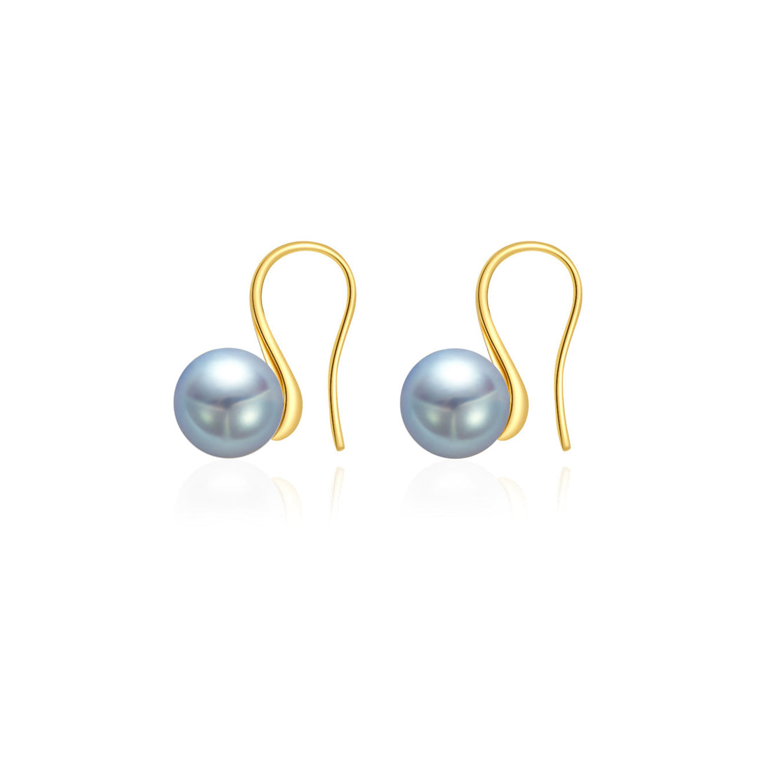 Top Lustre 18K Gold Silver Blue Akoya Pearl Earrings KE00166 - PEARLY LUSTRE