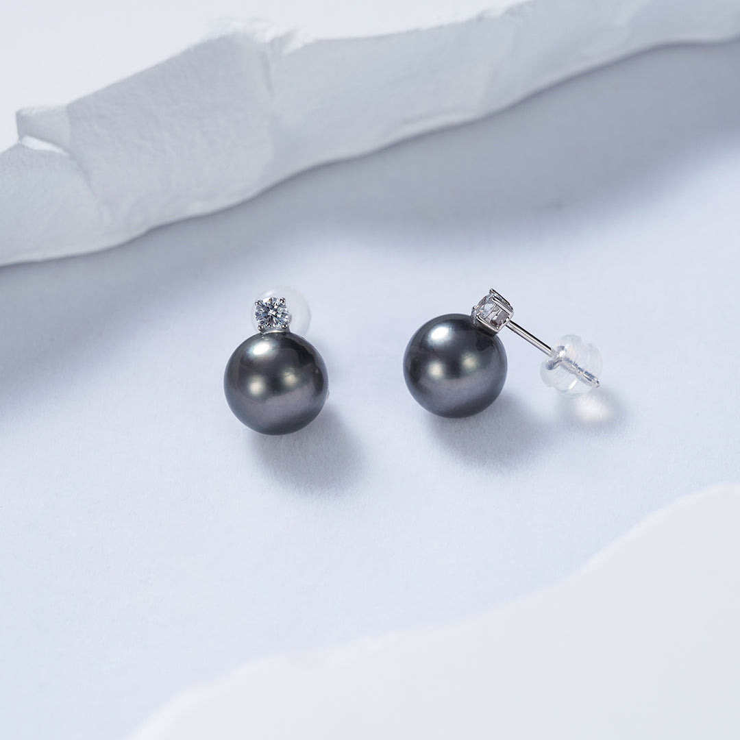 18K Gold Tahitian Pearl Earrings KE00168 - PEARLY LUSTRE