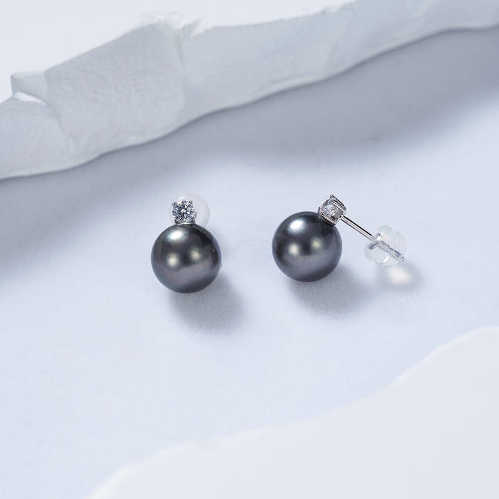 18K Gold Tahitian Pearl Earrings KE00168 - PEARLY LUSTRE