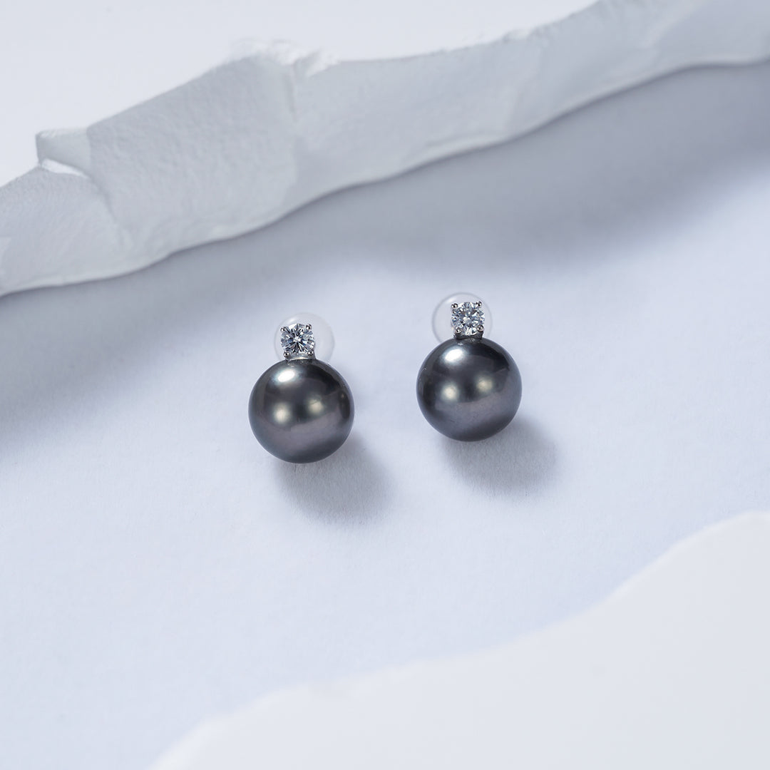 18K Gold Tahitian Pearl Earrings KE00168 - PEARLY LUSTRE