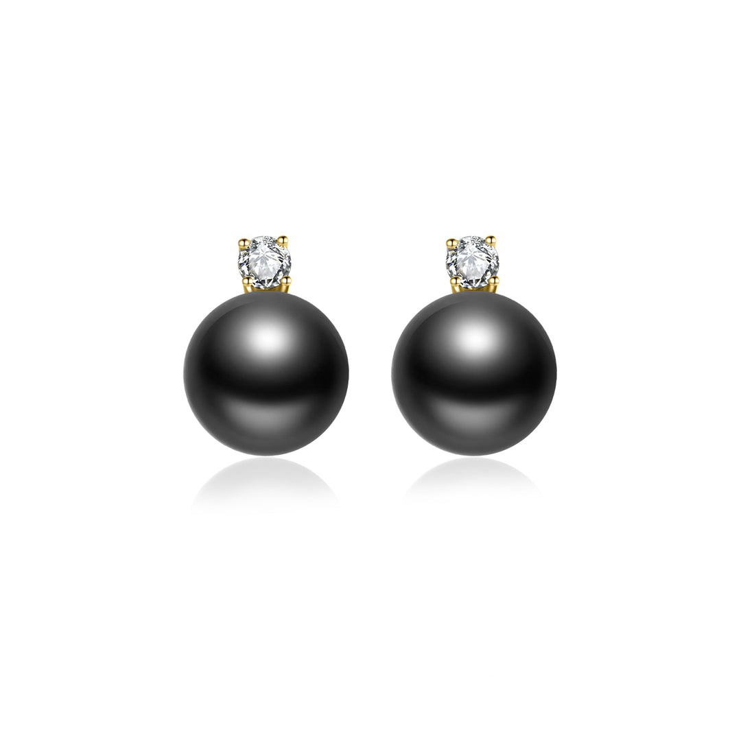 18K Gold Tahitian Pearl Earrings KE00169 - PEARLY LUSTRE