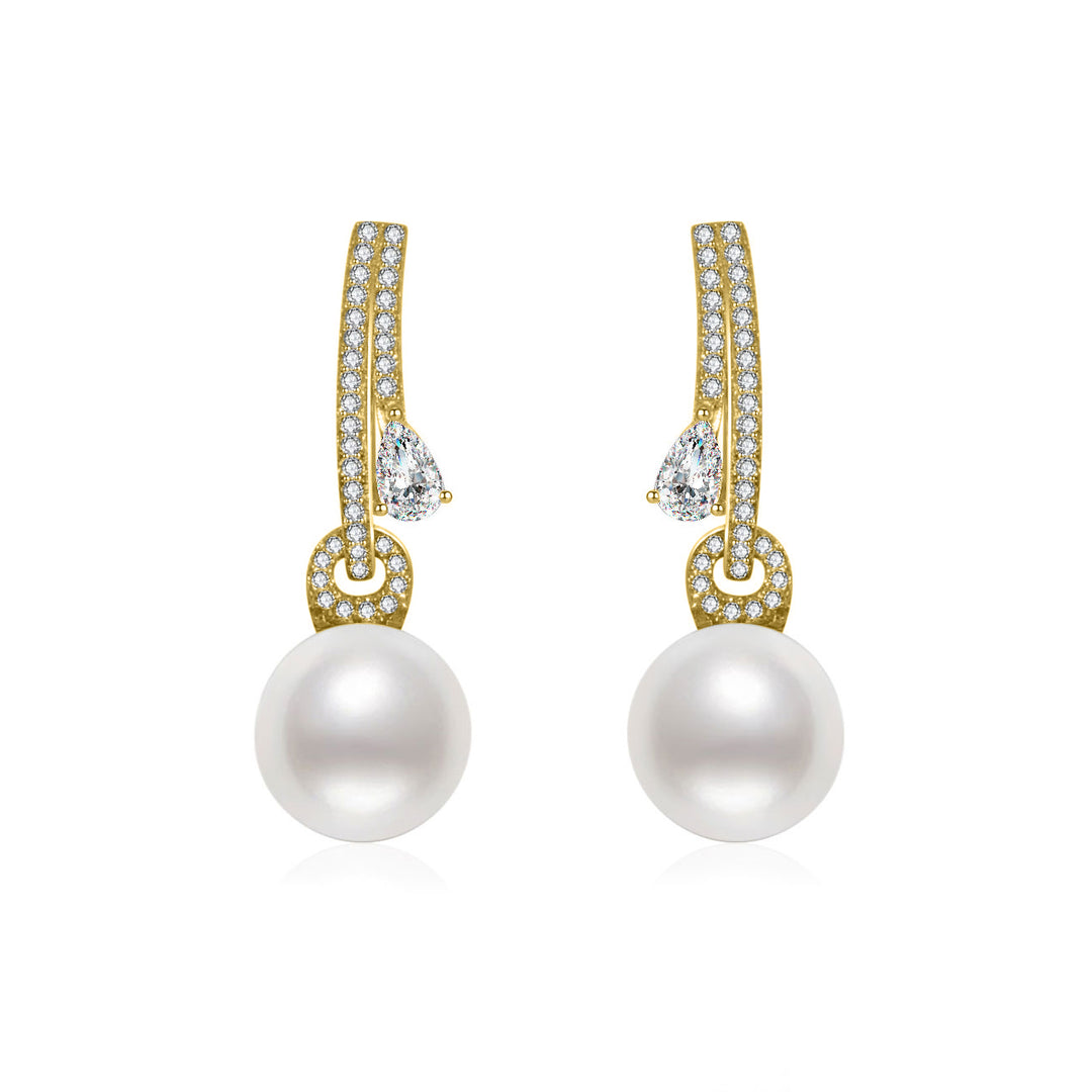 18K Solid Gold Pearl Earrings KE00170 - PEARLY LUSTRE