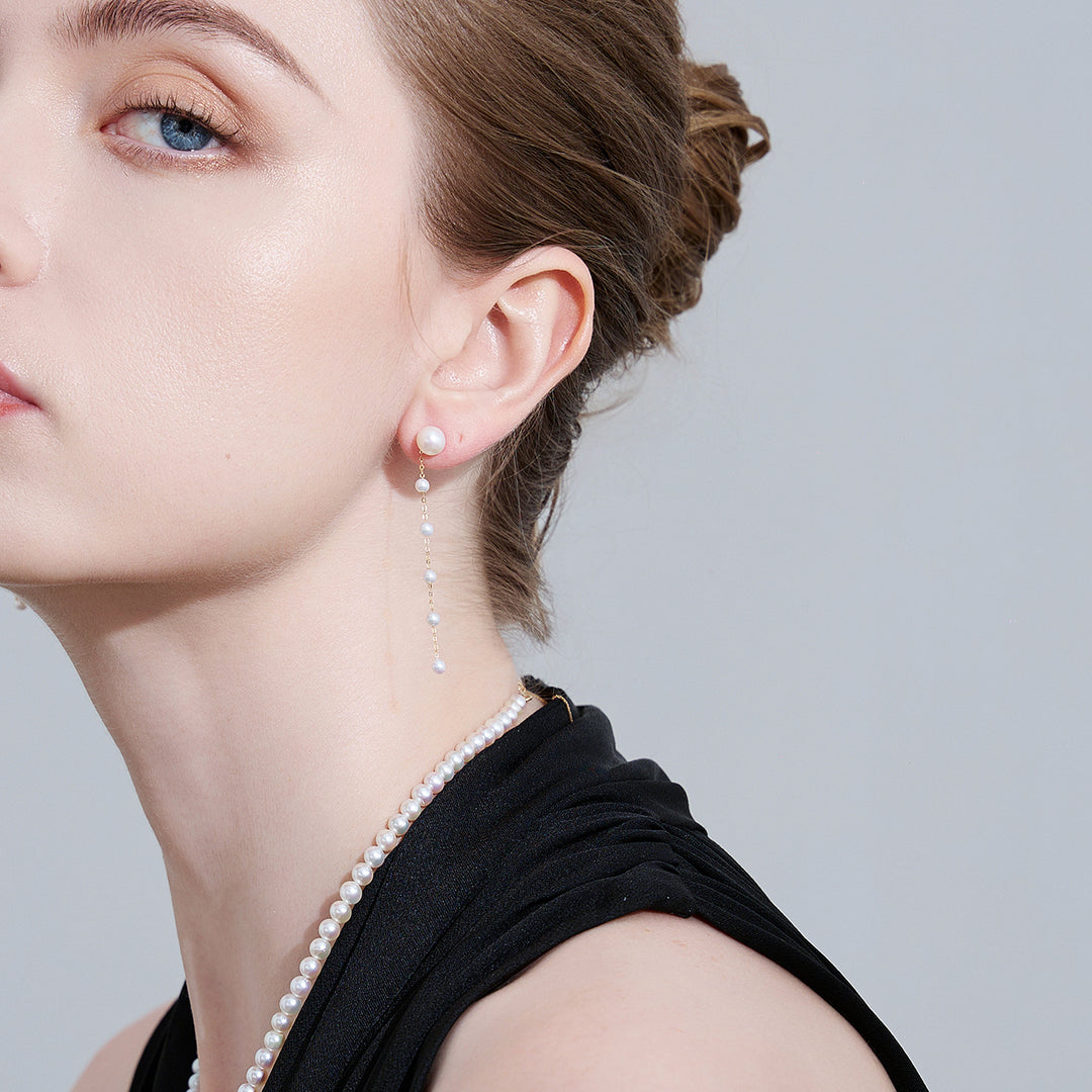 18K Gold Freshwater Pearl Earrings KE00177 - PEARLY LUSTRE
