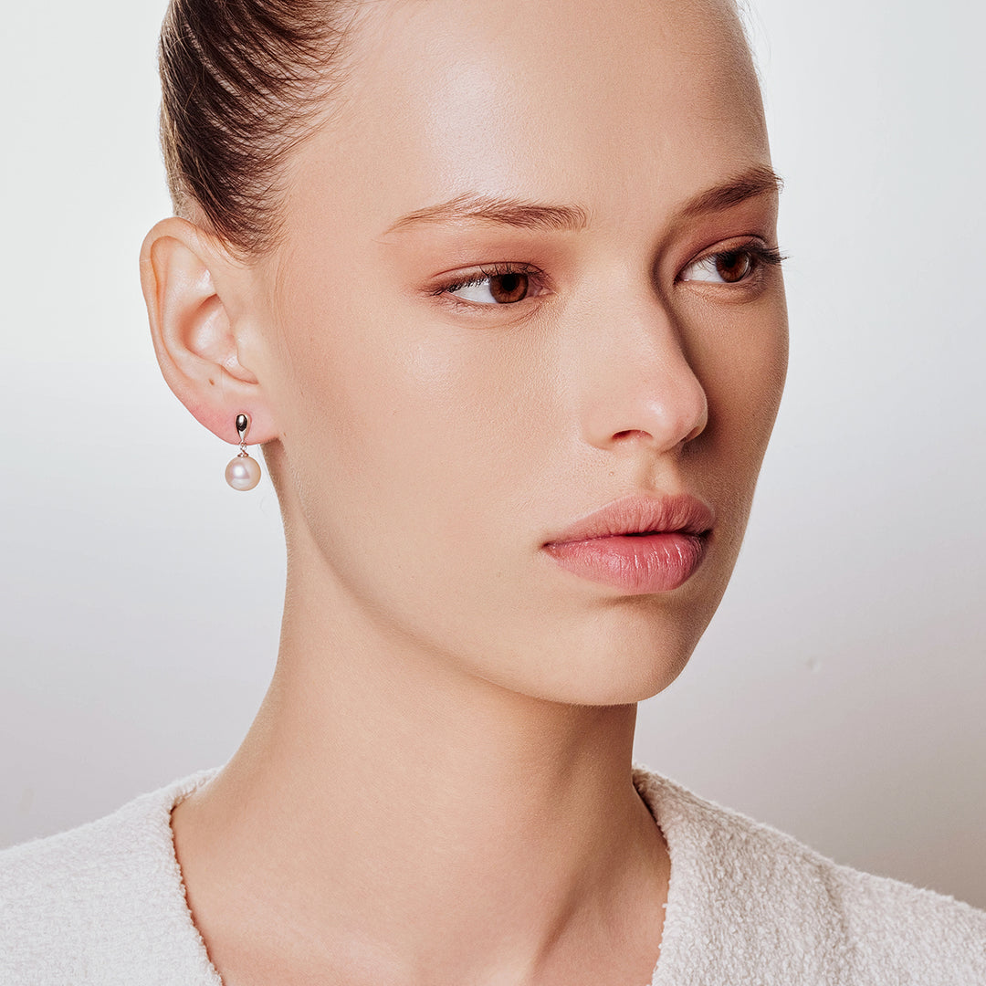 18k Solid Gold Top Grade Freshwater Pearl Earrings KE00180 - PEARLY LUSTRE