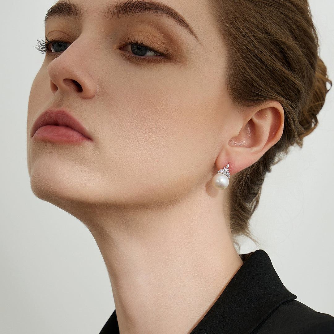 18K Solid Gold Edison Pearl Earrings KE00181 - PEARLY LUSTRE