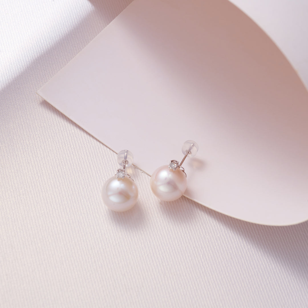 18K Solid Gold Top Grade Edison Pearl Earrings KE00185 - PEARLY LUSTRE