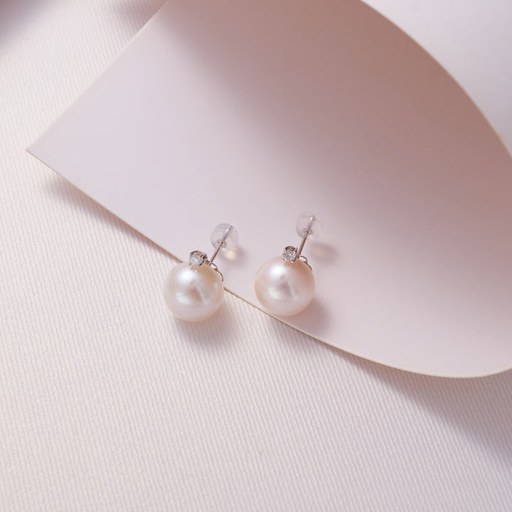 18K Solid Gold Top Grade Edison Pearl Earrings KE00185 - PEARLY LUSTRE