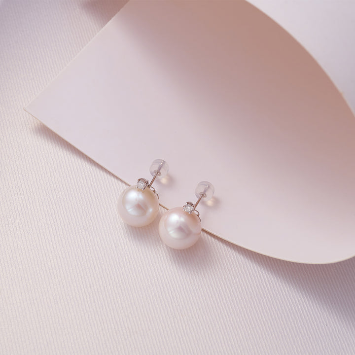 18K Solid Gold Top Grade Edison Pearl Earrings KE00185 - PEARLY LUSTRE