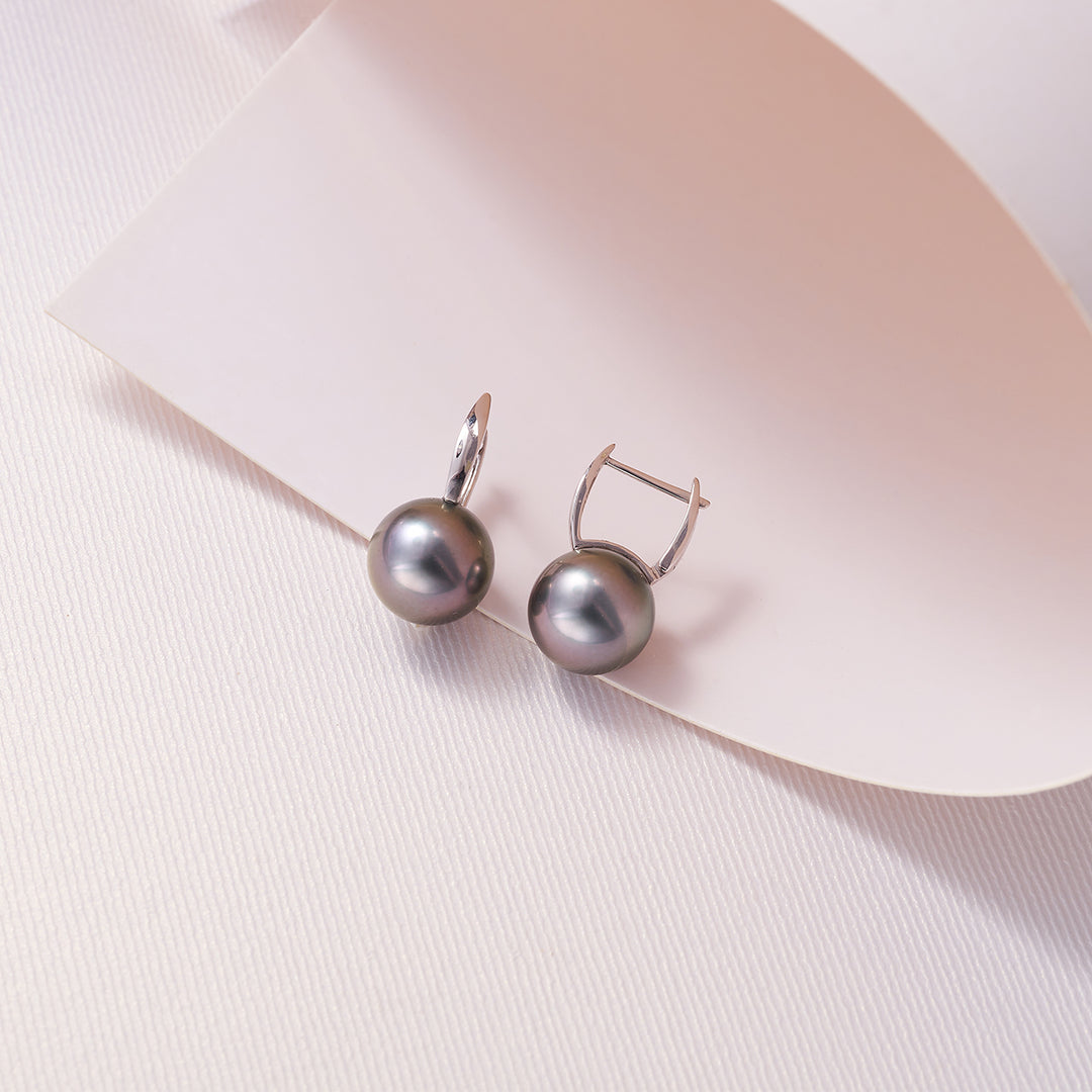18K Gold Top Grade Tahitian Pearl Earrings KE00189 - PEARLY LUSTRE