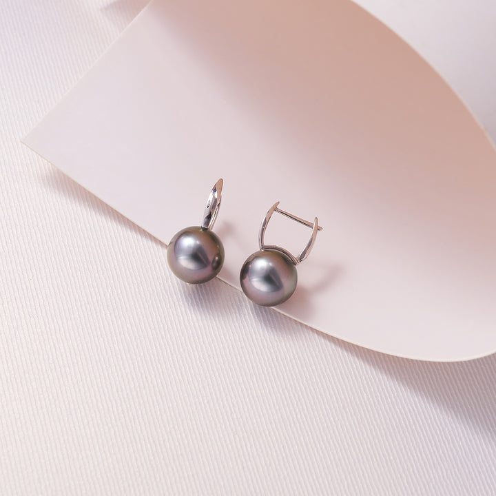 18K Gold Top Grade Tahitian Pearl Earrings KE00189 - PEARLY LUSTRE
