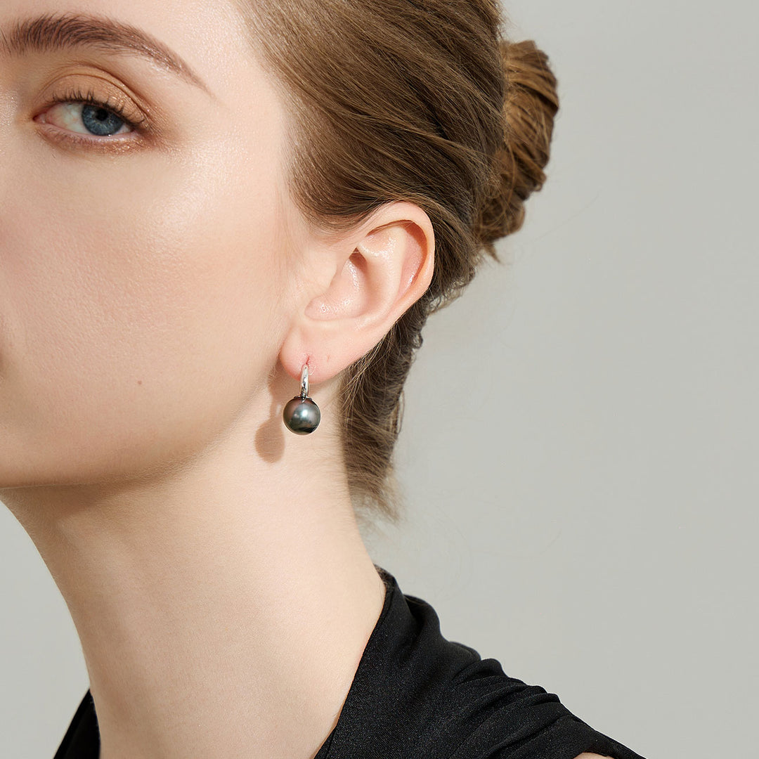 18K Gold Top Grade Tahitian Pearl Earrings KE00189 - PEARLY LUSTRE