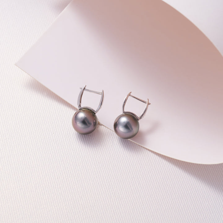 18K Gold Top Grade Tahitian Pearl Earrings KE00189 - PEARLY LUSTRE