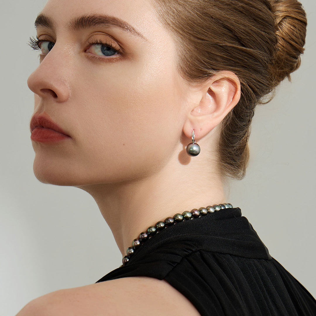 18K Gold Top Grade Tahitian Pearl Earrings KE00189 - PEARLY LUSTRE