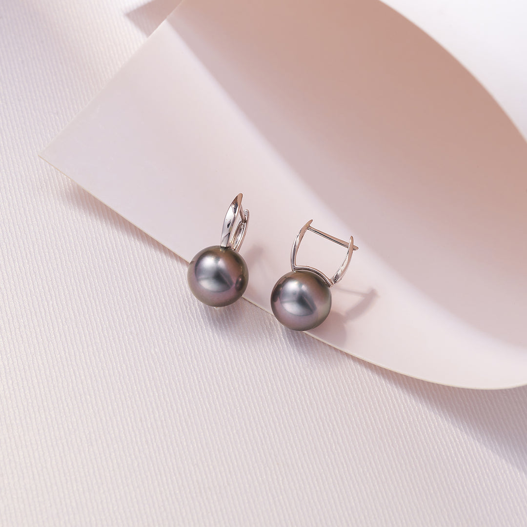 18K Gold Top Grade Tahitian Pearl Earrings KE00189 - PEARLY LUSTRE
