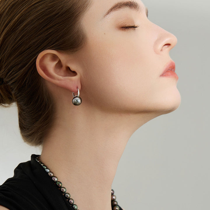 18K Gold Top Grade Tahitian Pearl Earrings KE00189 - PEARLY LUSTRE