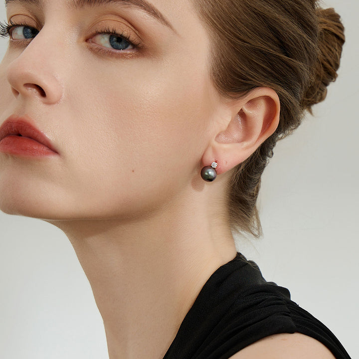 18K Gold Top Grade Tahitian Pearl Earrings KE00194 - PEARLY LUSTRE