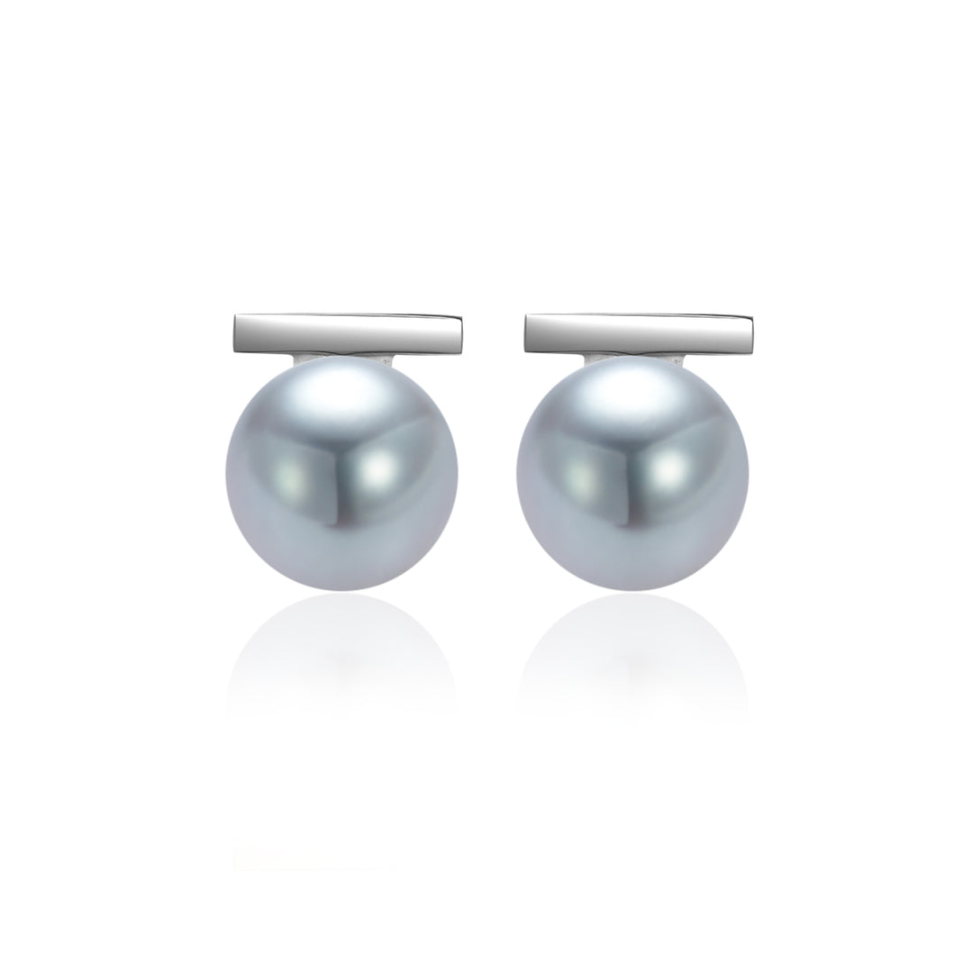 18K Gold Top Grade Silver Akoya Pearl Earrings KE00195 - PEARLY LUSTRE