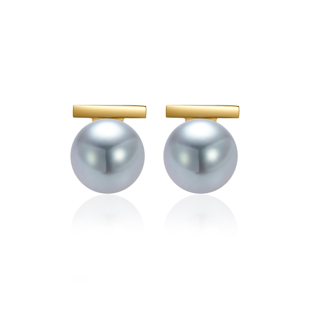 18K Gold Top Grade Silver Akoya Pearl Earrings KE00195 - PEARLY LUSTRE