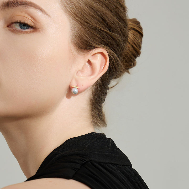 18K Gold Top Grade Silver Akoya Pearl Earrings KE00195 - PEARLY LUSTRE