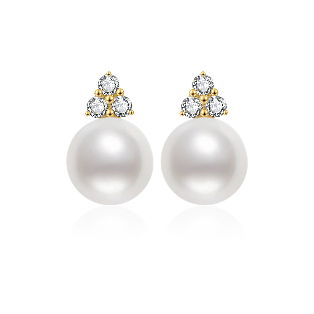 18K Solid Gold Top Grade Freshwater Pearl Earrings KE00199 - PEARLY LUSTRE