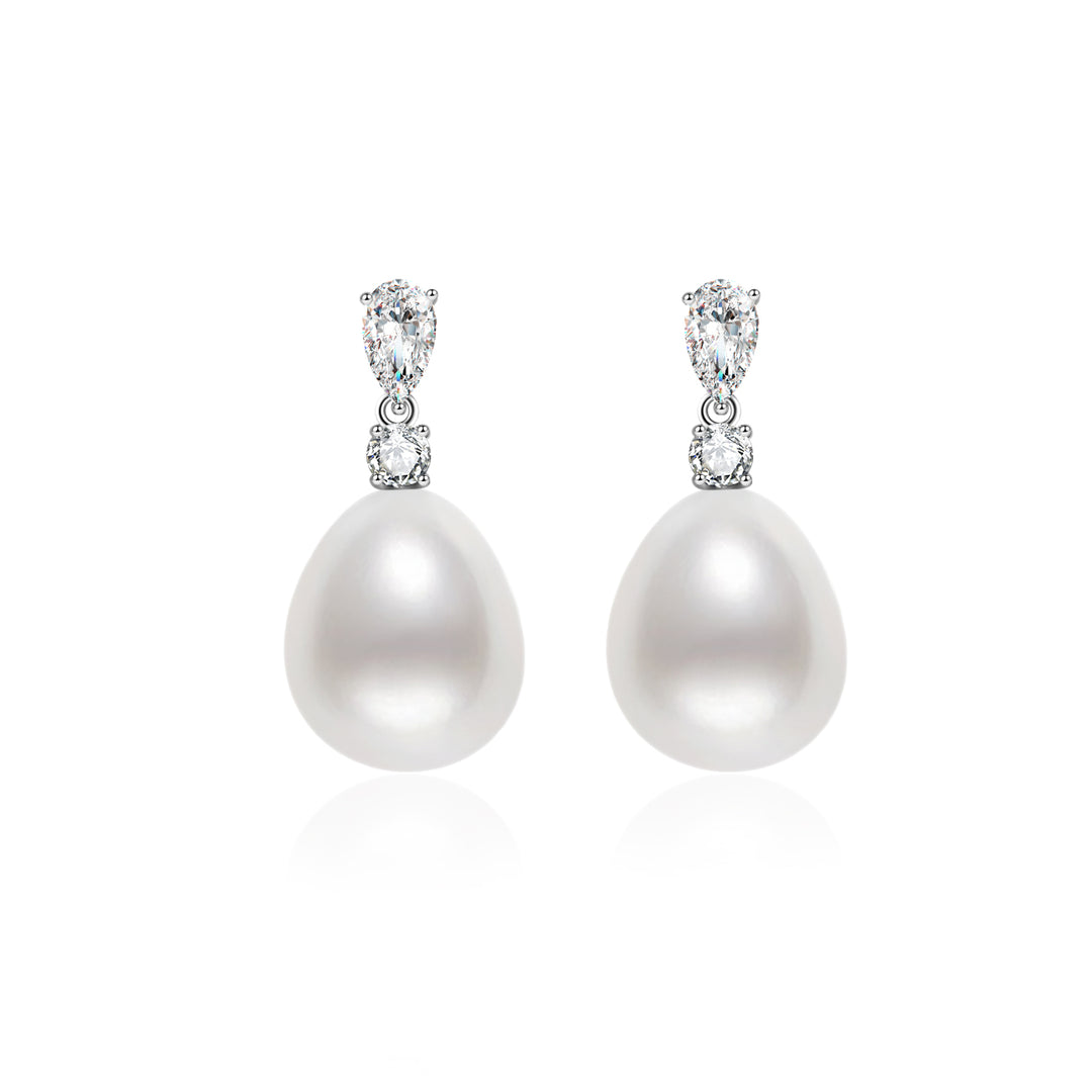 18k Solid Gold Australian White Pearl Earring KE00201 - PEARLY LUSTRE