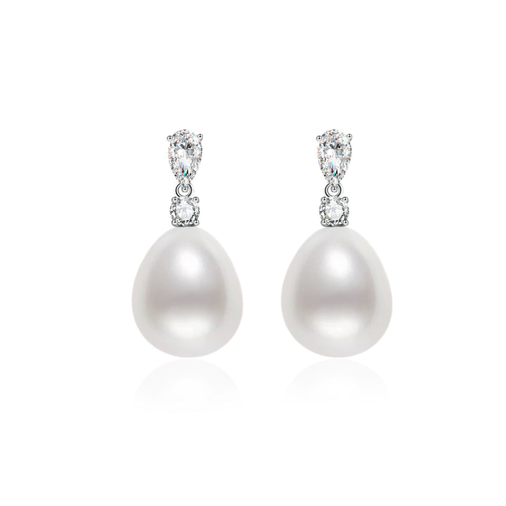 18k Solid Gold Australian White Pearl Earring KE00201 - PEARLY LUSTRE