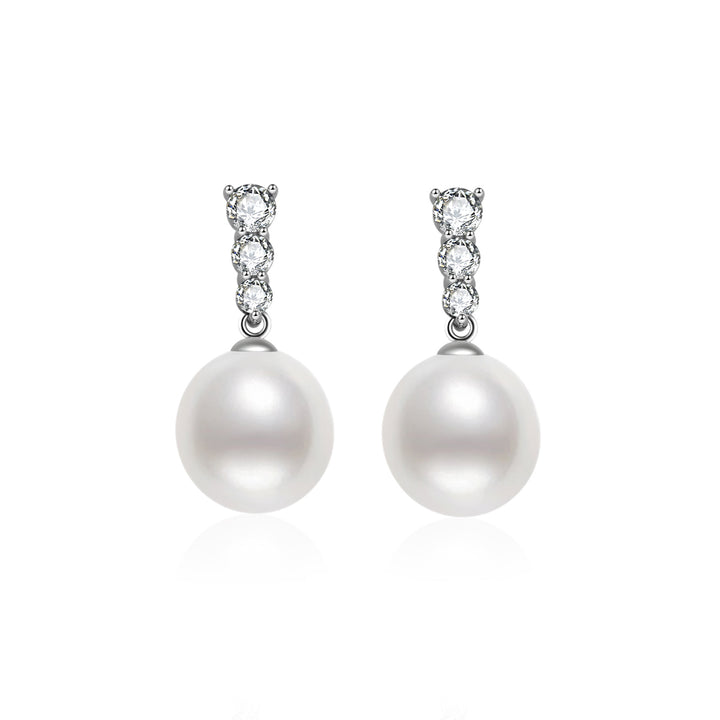 18k Solid Gold Australian White Pearl Earring KE00202 - PEARLY LUSTRE