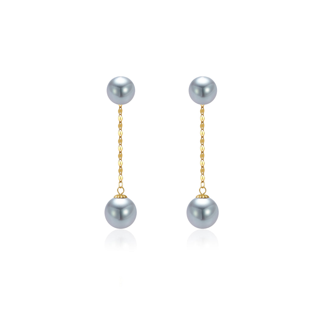18K Gold Top Grade Silver Akoya Pearl Earrings KE00203 - PEARLY LUSTRE