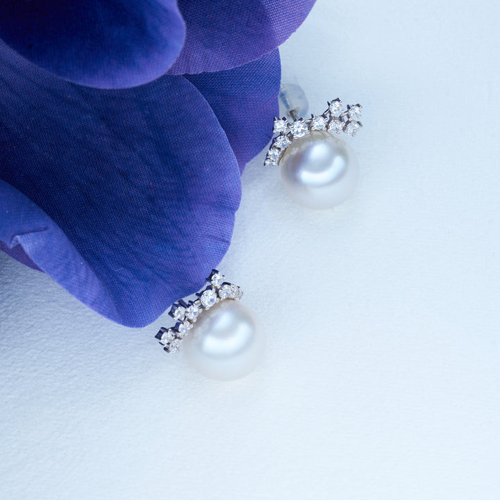 18k Solid Gold Australian White Pearl Earring KE00204 - PEARLY LUSTRE