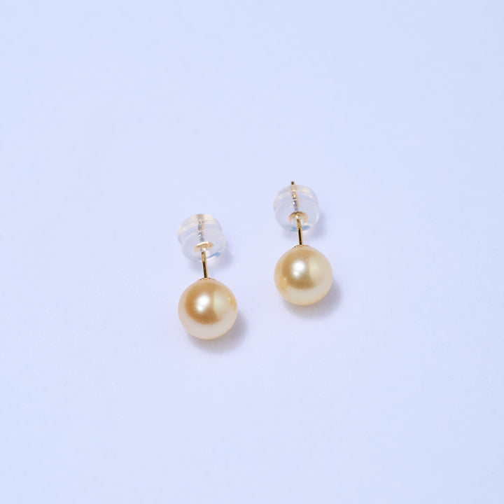 18K Gold Akoya Golden Pearl Stud Earrings KE00217 - PEARLY LUSTRE