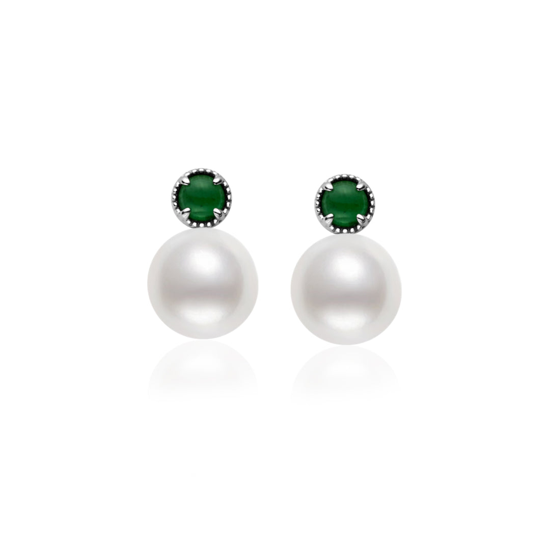 18K Solid Gold Top Grading Freshwater Pearl Earrings KE00220 - PEARLY LUSTRE
