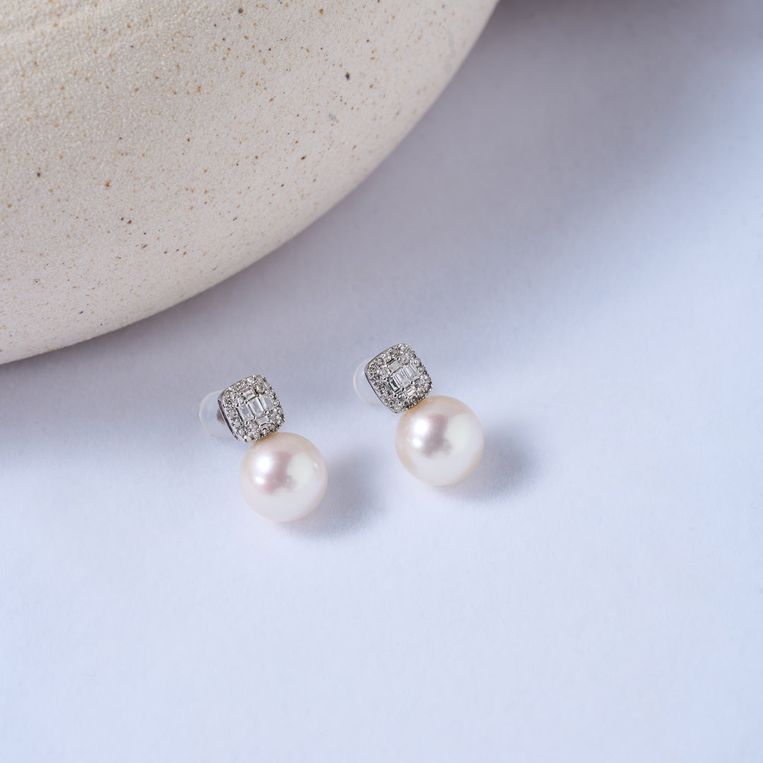 18K Solid Gold Hanadama Akoya Pearl Earrings KE00223 - PEARLY LUSTRE