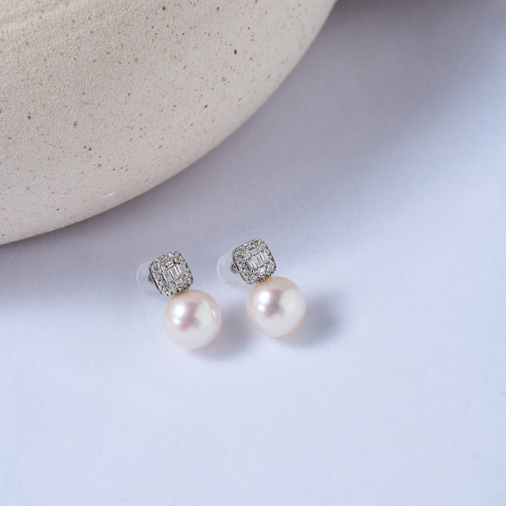 18K Solid Gold Hanadama Akoya Pearl Earrings KE00223 - PEARLY LUSTRE