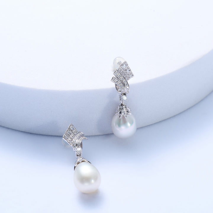 18k Solid Gold Australian White Pearl Earring KE00228 - PEARLY LUSTRE