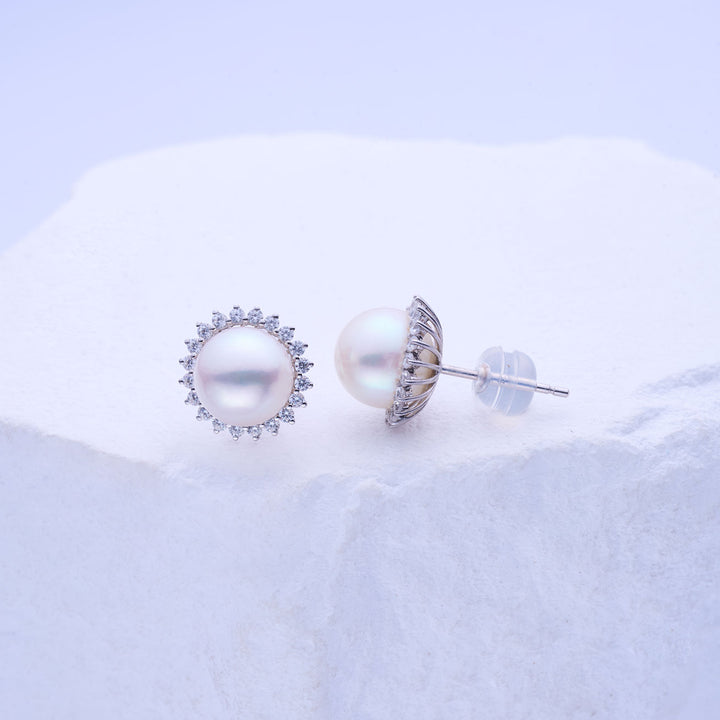 18K Gold Hanadama Akoya Pearl Earrings KE00241 - PEARLY LUSTRE