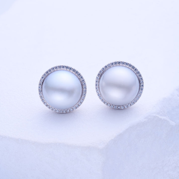 18k Solid Gold Australian White Pearl Earring KE00243 - PEARLY LUSTRE