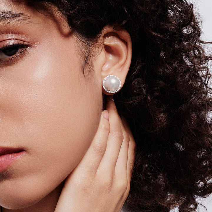 18k Solid Gold Australian White Pearl Earring KE00243 - PEARLY LUSTRE