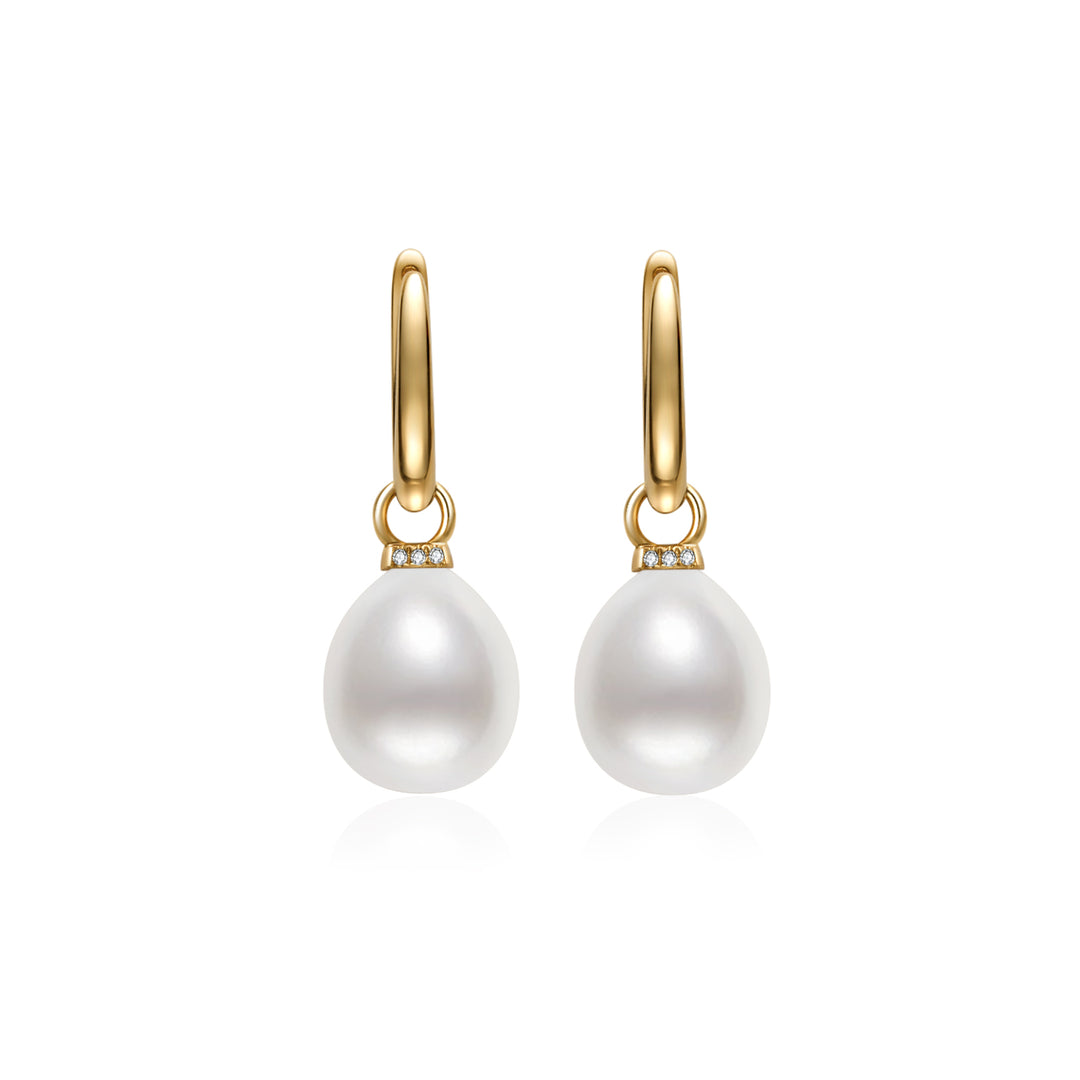 18k Solid Gold Australian White Pearl Earring KE00251 - PEARLY LUSTRE