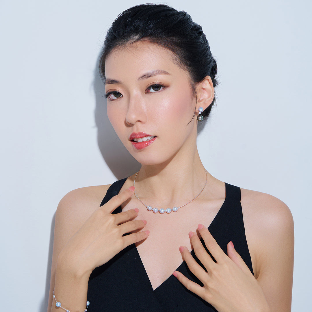 18K Tahitian & Madama Pearl Earrings KE00263 | HARMONY - PEARLY LUSTRE