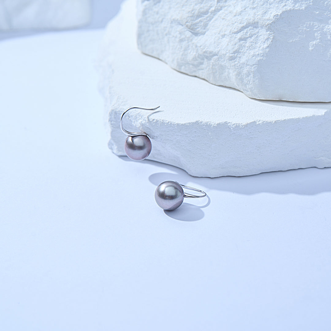 Elegant 18K Solid Gold Tahitian Pearl Earrings KE00264 - PEARLY LUSTRE