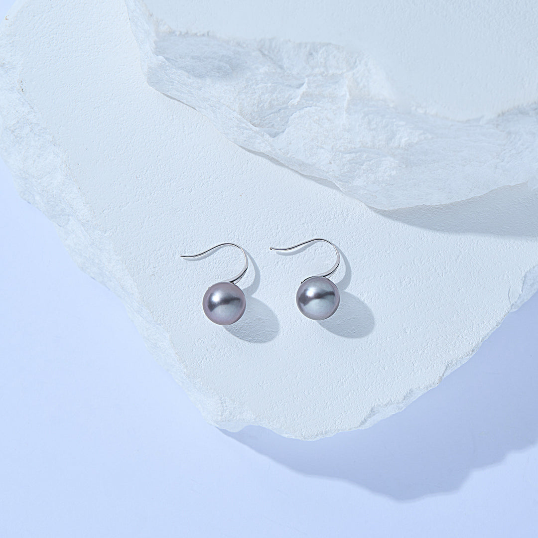 Elegant 18K Solid Gold Tahitian Pearl Earrings KE00264 - PEARLY LUSTRE