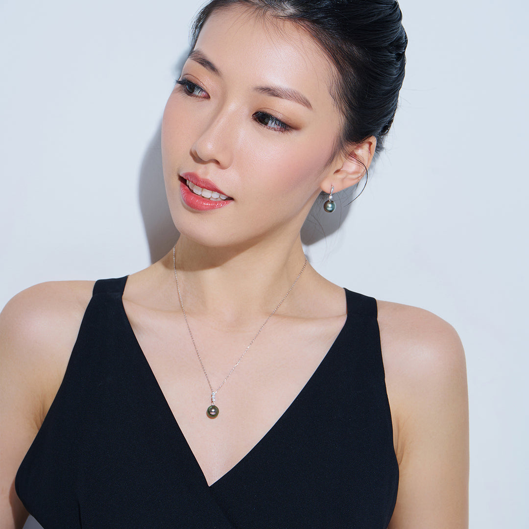 18K Solid Gold Exceptional Saltwater Tahitian Pearl Necklace KN00312 - PEARLY LUSTRE